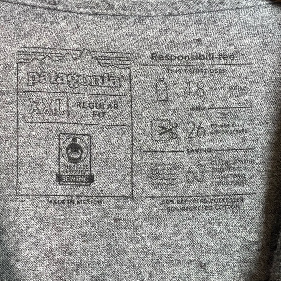 Patagonia Mens Gray Logo Pocket Short Sleeve T-Shirt Size XXL - Picture 6 of 8